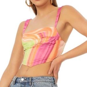 🌟5 for $25🌟 NWOT AFRM Vana Ruched Crop Top in Abstract Springwave